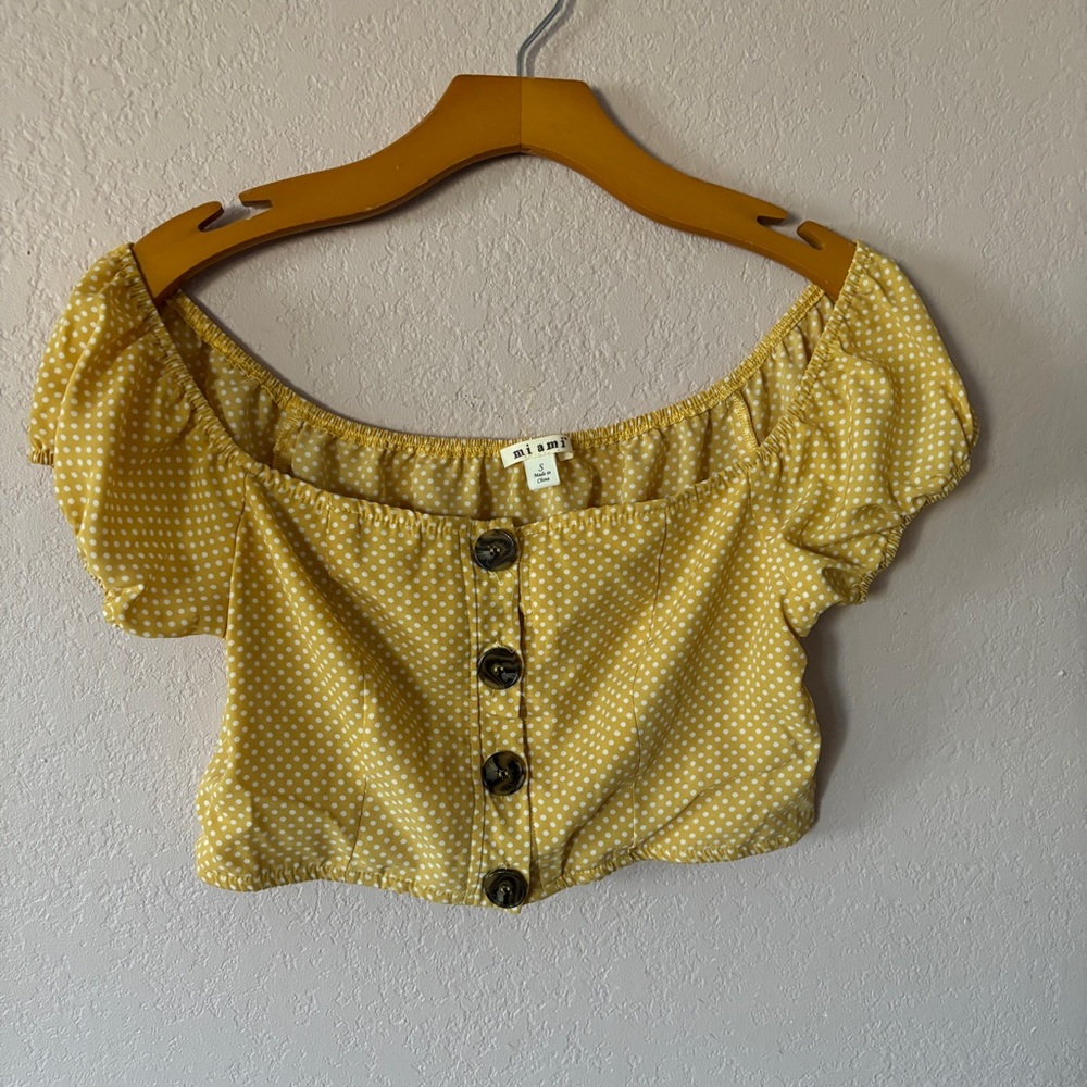 Miami mid cut yellow pok a dot top size small